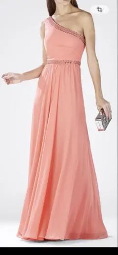 BCBGMAXAZRIA ワンショルダー ロングドレス コーラルピンク　US4のサムネイル