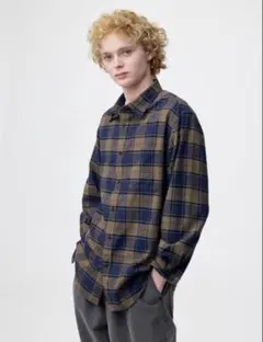 新品今期GU フランネルシャツ（チェック3）