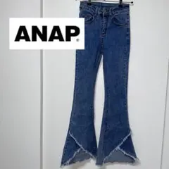 【ANAPmimpi】フレアデニム　パンツ　ストレッチ　ハイウエスト　美脚
