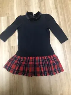 （美品）ラルフローレン　ワンピース 黒・赤チェック　4才
