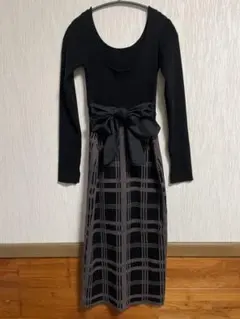 ROYAL PARTY ウエストリボンチェックタイトワンピース　F