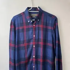 ZARA MAN ネイビー/レッド チェック柄 長袖シャツ