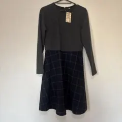 グレー ブラック チェック柄 ワンピース Lサイズ