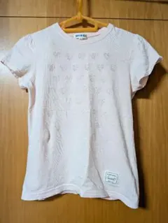 130cmSHOO-LA-RUE シルバーラメハート柄ピンクTシャツ WORLDのサムネイル