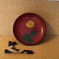 琉球漆器 菓子器 丸皿 盛り皿 朱塗 ユウナ 伝統工芸品 皿立て付属