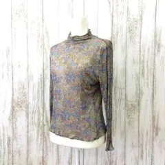 ガーゼプリントフラワートップス＊ハイネック＊柔らか着心地＊M-Lサイズ