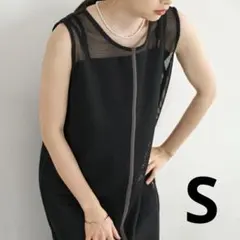 《Babバブ》メッシュ×キャミワンピースセット ブラックS