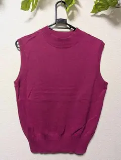 Pink ハイネック ノースリーブ ニットベスト