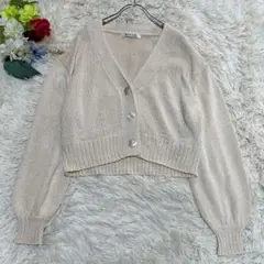 【スナイデル】ショート丈カーディガン アイボリー ニット ボリューム袖(ONE)