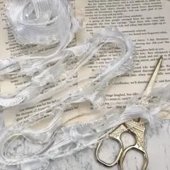 2m 引き揃え糸　フリルリボン オーガンジーリボン　#1033