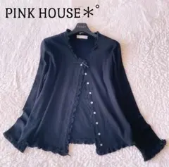PINK HOUSE ♡ピンクハウス 長袖 カーディガン 黒 L フリル