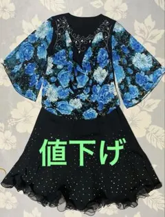 社交ダンスドレス トップスとスカートのセットアップ