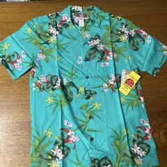 KALAHEO アロハシャツ ターコイズ ボタニカル柄 Sサイズのサムネイル