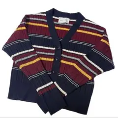 アダムロペ ランダムリブカーディガン レトロ ボーダー
