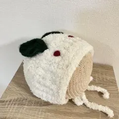 ボンネット　雪うさぎ　もこもこ　アニマル　耳　ベビー　キッズ　かぎ針編み　うさぎ