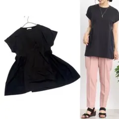 美品【SHOO・LA・RUE シューラルー】ふんわり異素材切替デザインTシャツ