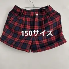 赤とネイビー　チェックショートパンツ