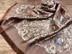 シルク 華 ペイズリー 大判 ストール BROWN ブラウン系 SILK100%