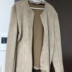 ZARA ベージュ ノーカラージャケット M