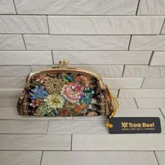 ・完売品　Think Bee!ビーズ&ゴブラン織りがま口型ポーチ　新品・タグ付きのサムネイル