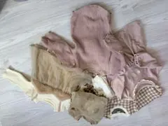 未使用品ありロンパース4枚80cmピンク系ブラウン系