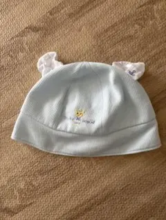 ミキハウス 耳付きライトブルー帽子 42