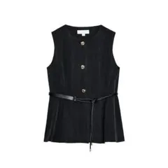 ZARA ベルト付きヘリンボーンペプラムベスト M
