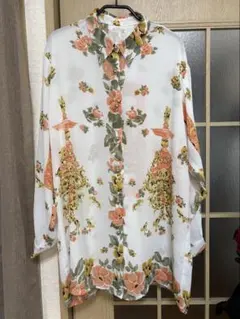 d*7様 花柄刺繍 シアーシャツ 長袖 - メルカリ
