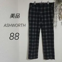 美品　ASHWORTH　ゴルフパンツ　ストレッチ　チェック　黒　アシュワース