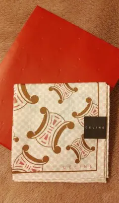 新品未使用　CELINE セリーヌハンカチ 大判 マカダム柄 綿100%