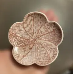 有田焼 豆皿 小皿 幸楽窯 小直径約9cm 銀彩 祥瑞捻梅 ピンク