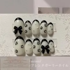 ♡人気シリーズ♡ フレンチ ガーリー お花 韓国 量産 パール ネイルチップ❤︎