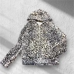 レオパード柄 ボアフーディ　パーカー　ジップパーカー　もこもこ　アニマル