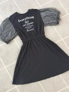 140 Riccarica 半袖ワンピース 黒 レース袖　チュール