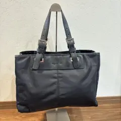 【良品】agnes b アニエスベー 高密度ナイロン×レザー トートバッグ