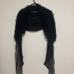 フリル付き黒シフォンショール