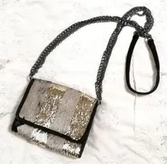 ★ザラZARA スパンコール ミニショルダーバッグ ベージュ・アイボリー・黒・金