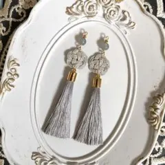 No.6300 水引 ピアス タッセル シルバー 和装 成人式 着物 全長約9㎝