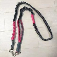 パラコード　ショルダーストラップ　ハンドメイド　ピンク×グレー×ブラック