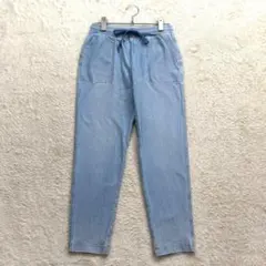 ☆ユニクロ【S】青系 デニムジャージーテーパードパンツ ストレッチ 春夏