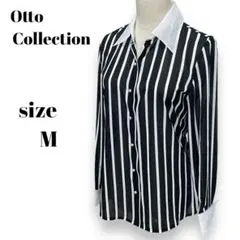 オットーコレクション レディース ストライプ 長袖シフォンブラウス (M)