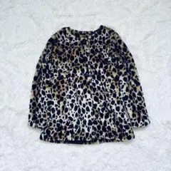 【フェイクファー】ジャケット コート　ノーカラー　レオパード　Ｍ　Y2K 古着