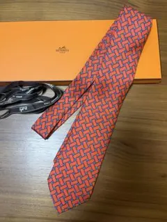 【未使用】HERMES オレンジ シルク ネクタイ