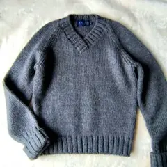 ラルフローレン　厚手Ｖネックセーター　ウール　ラグラン　ヴィンテージ　М