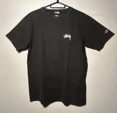 【希少】 STUSSY×ChampionコラボTシャツ 黒 M バックプリント