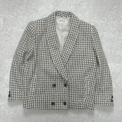 千鳥柄 ダブルジャケット VINVERT M相当 白黒 テーラード きれいめ