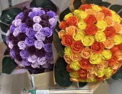 早い者勝ち美品ソープフラワーアレンジメント 100本オレンジ&パープル100本