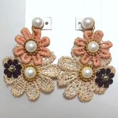 【ハンドメイド】フラワーピアス