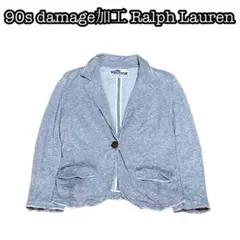 90s ラルフローレン スウェット テーラードジャケット ダメージ加工 レトロ
