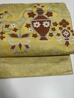 か*は様 アンティーク　名古屋帯　名古屋仕立て　地模様　更紗　B013'